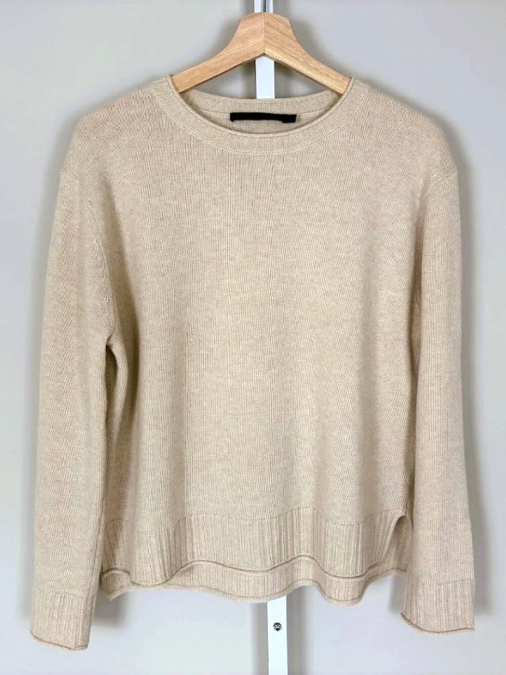 Jenni Kayne Everyday Sweater Small S Oatmeal Beige Wool Cashmere Crewneck - Picture 2 of 7